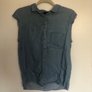 Denim button down sleeveless shirt